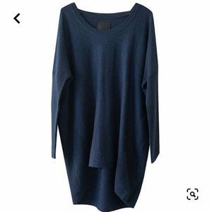 JUST Cocoon Wool Angora Tunic Sweater Blouse Ribbed Contrast Knit